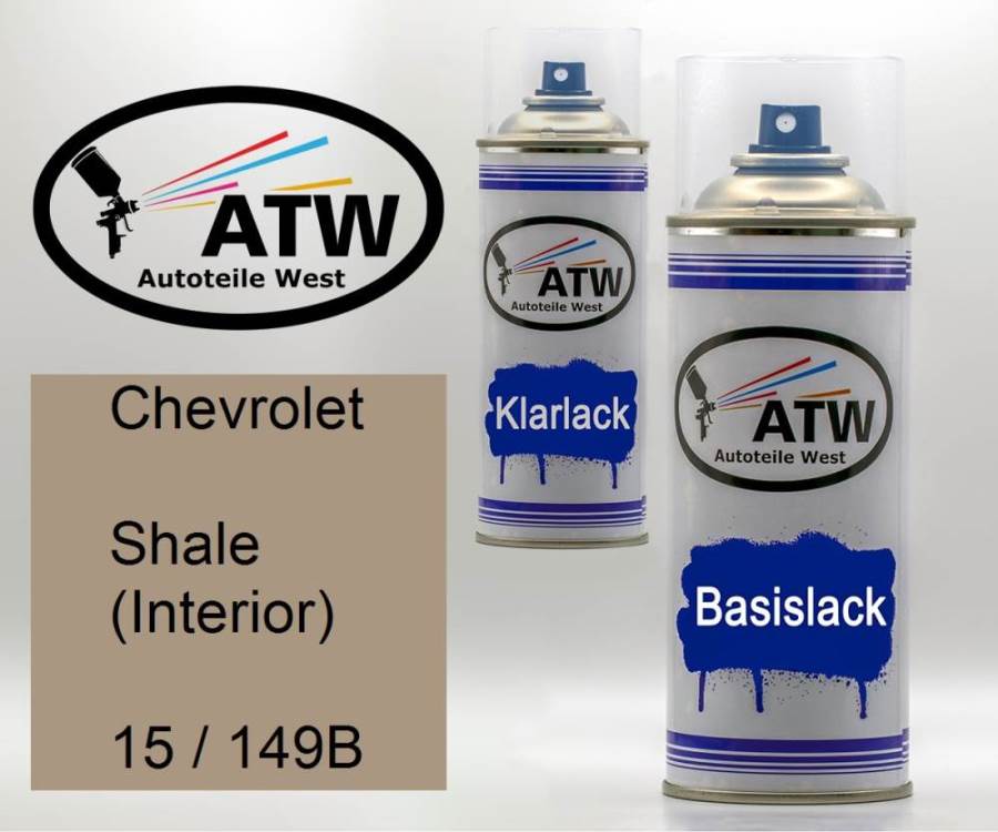 Chevrolet, Shale (Interior), 15 / 149B: 400ml Sprühdose + 400ml Klarlack - Set, von ATW Autoteile West.